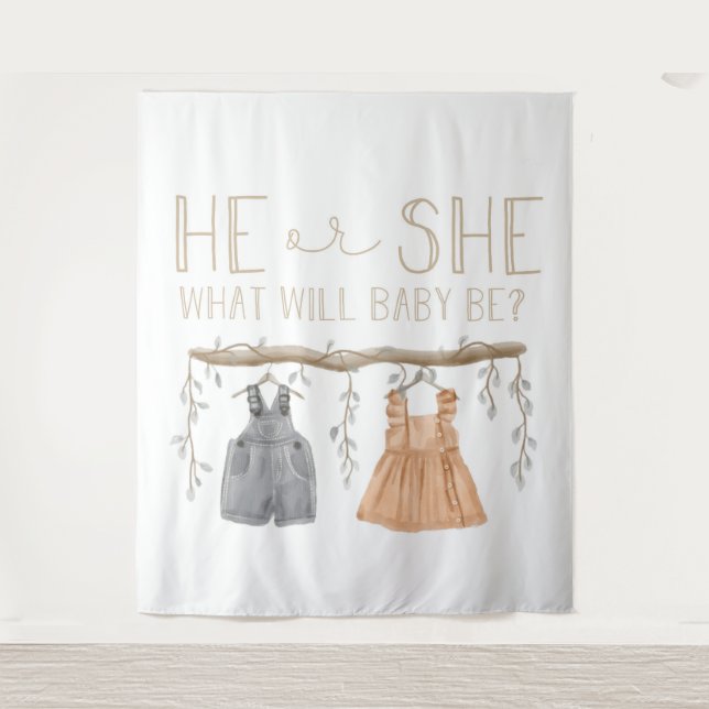 Paper Napkin, He or She, Baby shower,  Tapestry (Front)