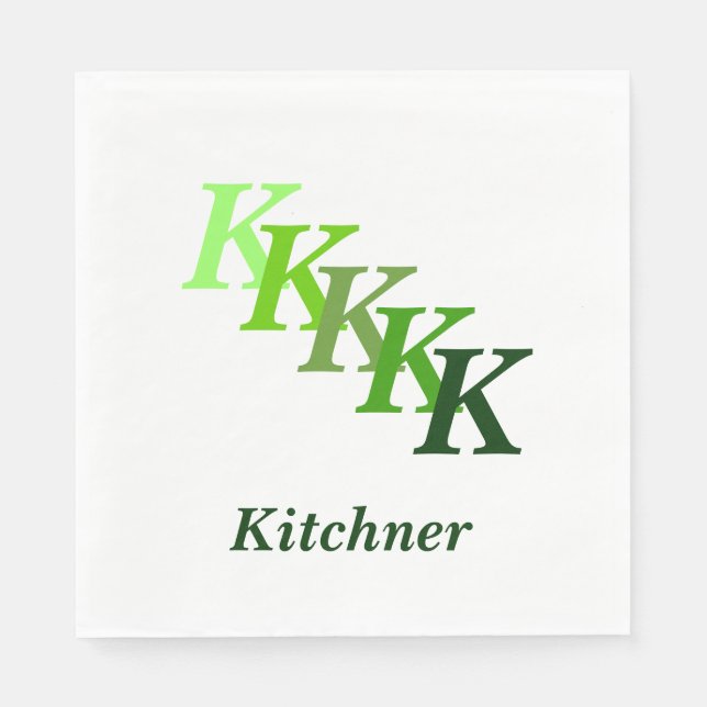 Paper Napkin - Initials with Name in Green (Front)
