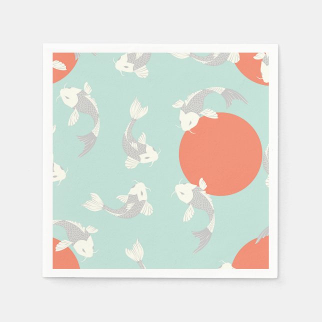 PAPER NAPKIN : JAPANESE STYLE : KOI FISH PATTERN  (Front)