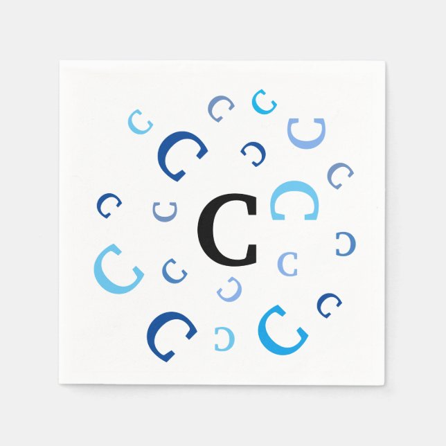 Paper Napkin - Jumbled Letters in Blue (Front)