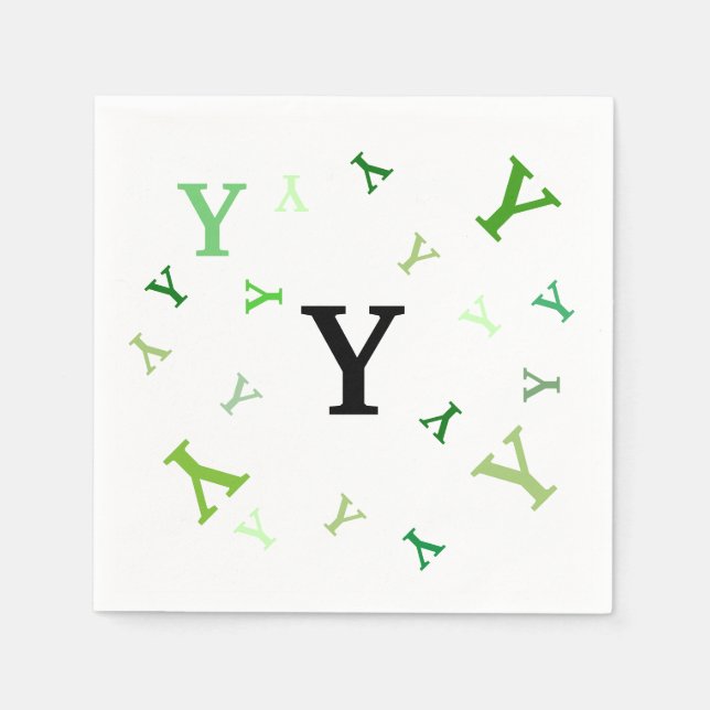 Paper Napkin - Jumbled Letters in Greens (Front)