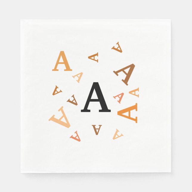 Paper Napkin - Jumbled Letters in Orange/Brown (Front)