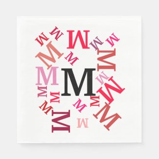 Paper Napkin - Jumbled Letters in Reds