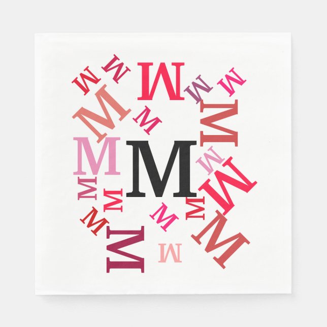 Paper Napkin - Jumbled Letters in Reds (Front)