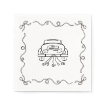 Paper Napkin - Just Married - Getaway Car