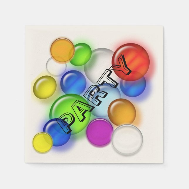 Paper Napkin - Party Bubbles in Colors (Front)