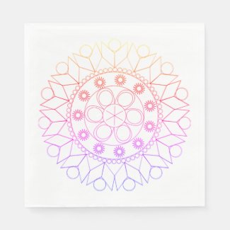 Paper Napkin - Pastel Colored Mandala Pattern
