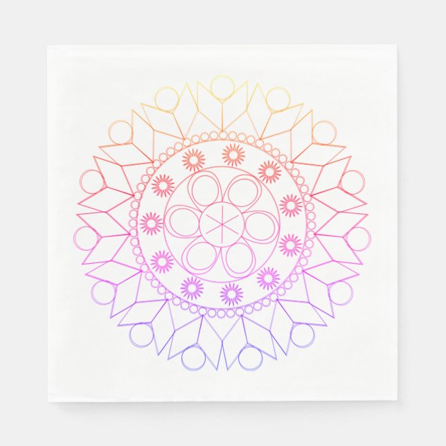 Paper Napkin - Pastel Colored Mandala Pattern (Front)