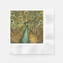 Paper Napkin Pauw met kippen, Theo van Hoytema