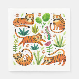PAPER NAPKIN : PLAYING TIGERS