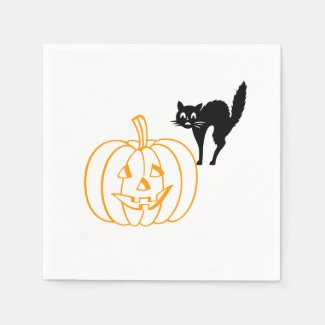 Paper Napkin - Pumpkin and Cat