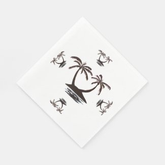 Paper Napkin- Silhouette of Tropical Island 
