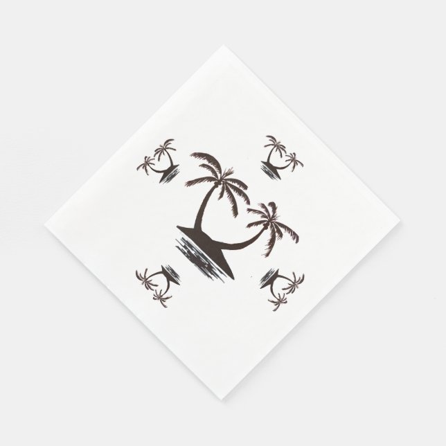 Paper Napkin- Silhouette of Tropical Island  Napkins (Corner)