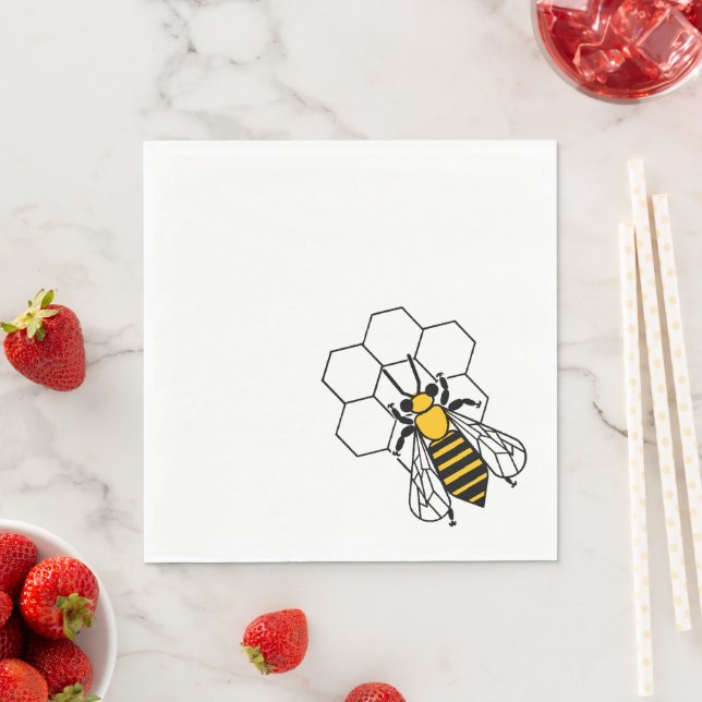 Paper Napkin - Single Yellow and Black Bee  (Insitu)