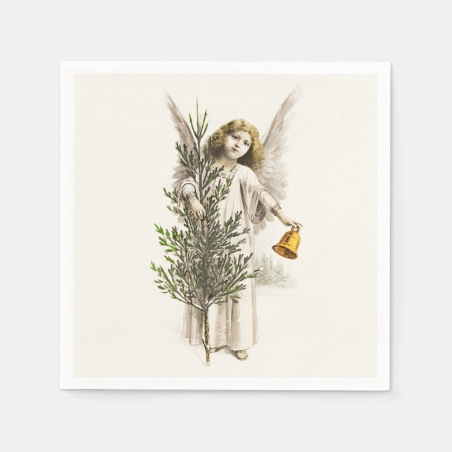 PAPER NAPKIN : VINTAGE CHRISTMAS ANGEL (Front)