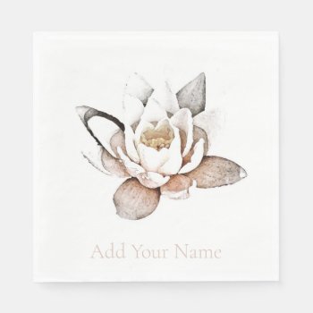 Paper Napkin : White Lotus   Customisable by TINYLOTUS at Zazzle