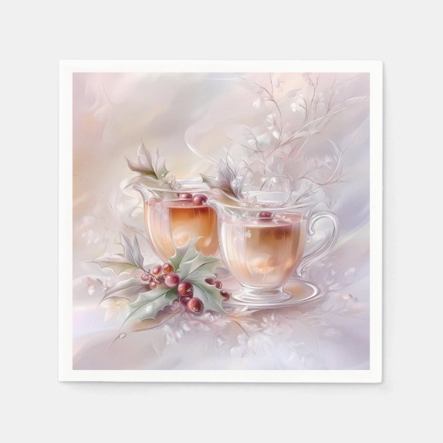 Paper Napkin-White Victorian Christmas Napkins (Front)