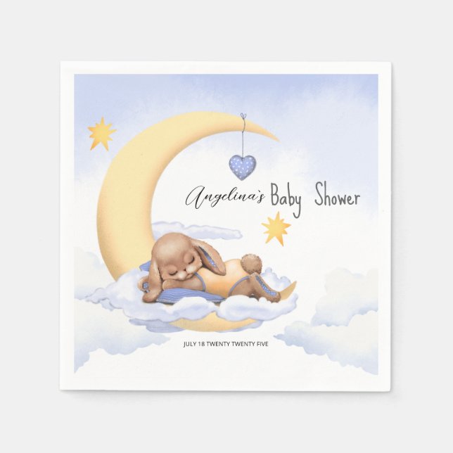 Paper napkin with a cute bunny. (Front)