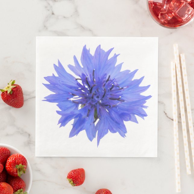 Paper Napkin-with blue cornflower Dinner Napkins (Insitu)