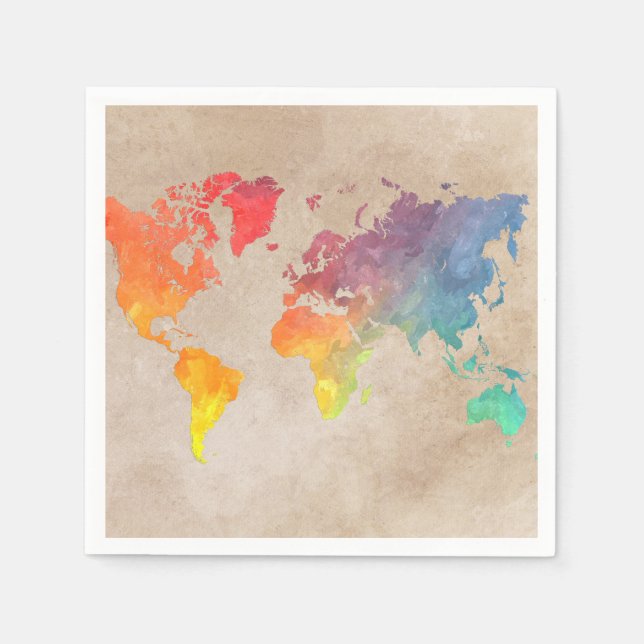 Paper Napkin  world map #map (Front)