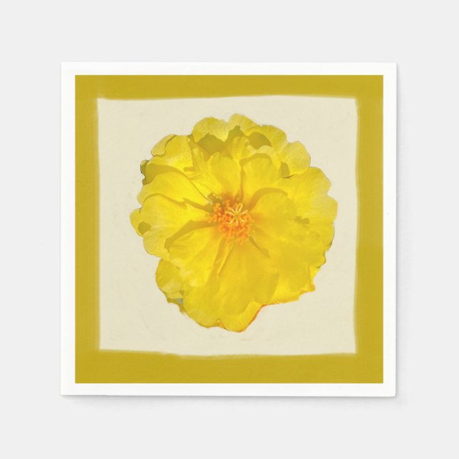 Paper Napkin Yellow Moss Rose  (Front)