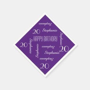 Paper Napkins, 20th Birthday Party Repeating Names Napkins
