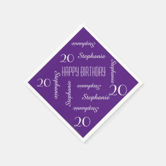 Paper Napkins, 20th Birthday Party Repeating Names Napkins