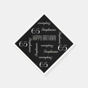Paper Napkins, 65th Birthday Party Repeating Names Napkins