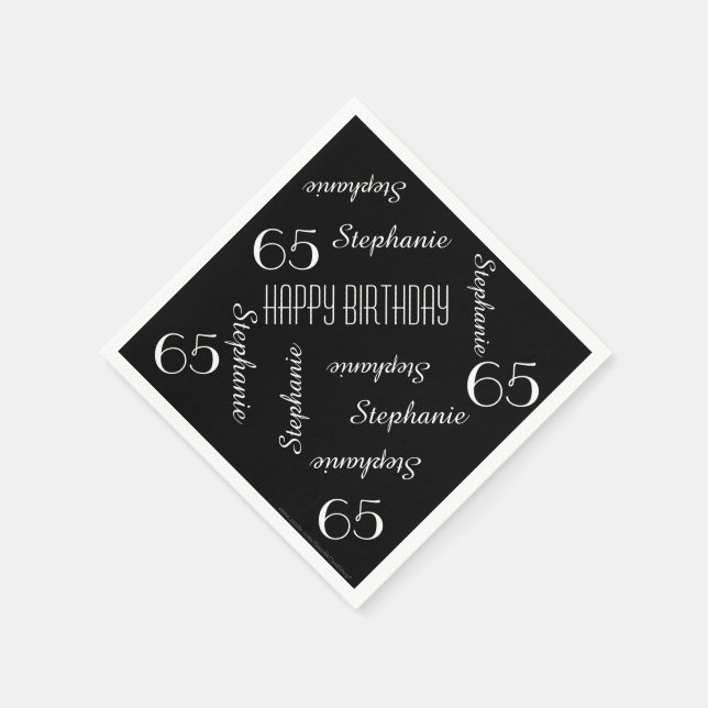 Paper Napkins, 65th Birthday Party Repeating Names Napkins (Corner)
