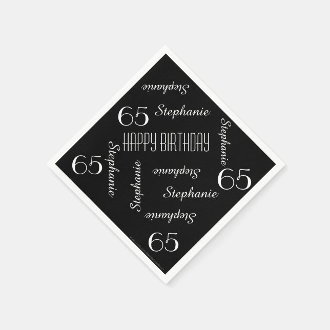 Paper Napkins, 65th Birthday Party Repeating Names Paper Napkins (Corner)