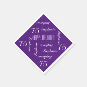 Paper Napkins, 75th Birthday Party Repeating Names Napkins
