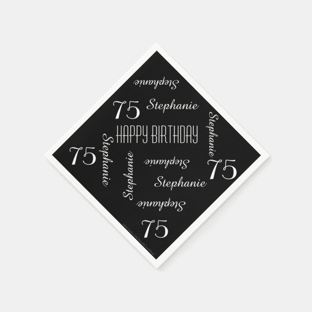 Paper Napkins, 75th Birthday Party Repeating Names Napkins (Corner)