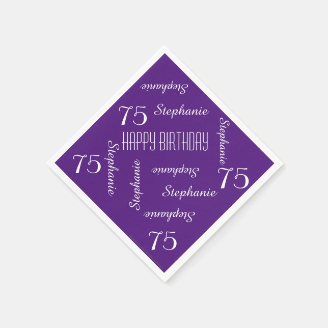 Paper Napkins, 75th Birthday Party Repeating Names Paper Napkins (Corner)