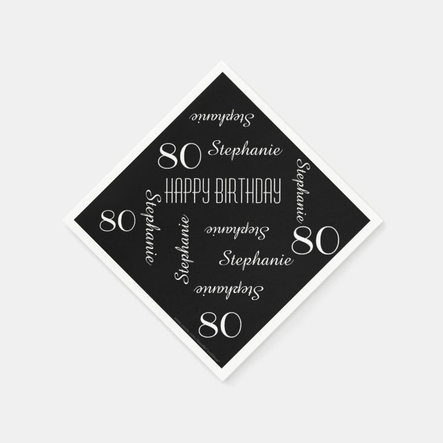 Paper Napkins, 80th Birthday Party Repeating Names Napkins (Corner)