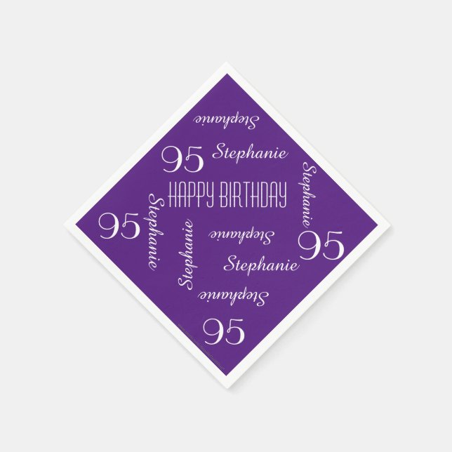 Paper Napkins, 95th Birthday Party Repeating Names Napkins (Corner)