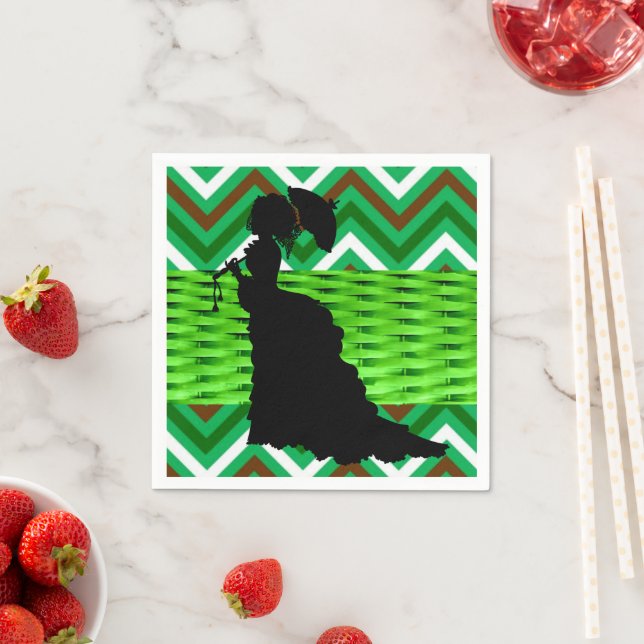 Paper Napkins, African Woman Green Napkins (Insitu)