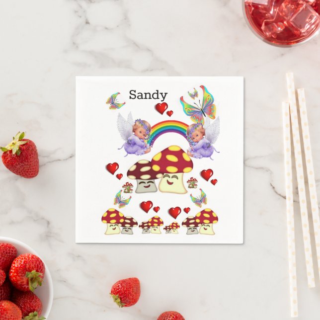 Paper Napkins, Angel Mushroom Butterfly Napkins (Insitu)