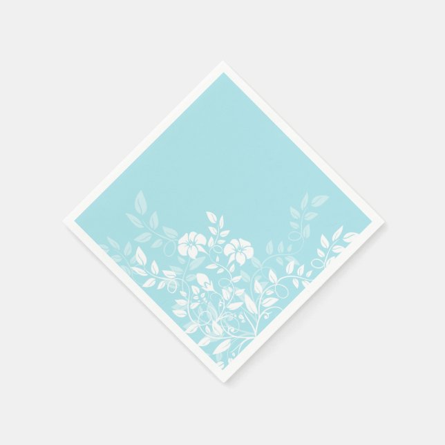 Paper Napkins-Aqua Floral Napkins (Corner)