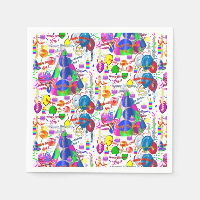 Paper Napkins August, 9 Birthday (Front)