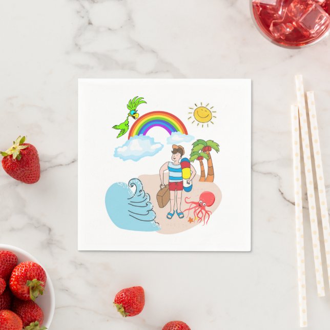 Paper Napkins, Beach Fun Octopus Napkins (Insitu)