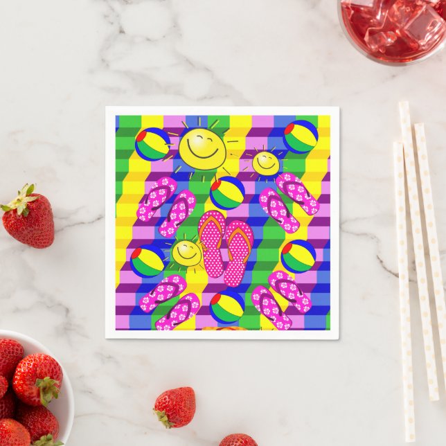 Paper Napkins, Beach Sun Flip Flops Napkins (Insitu)