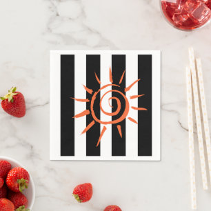Paper Napkins, Black and White Stripe Star Napkins