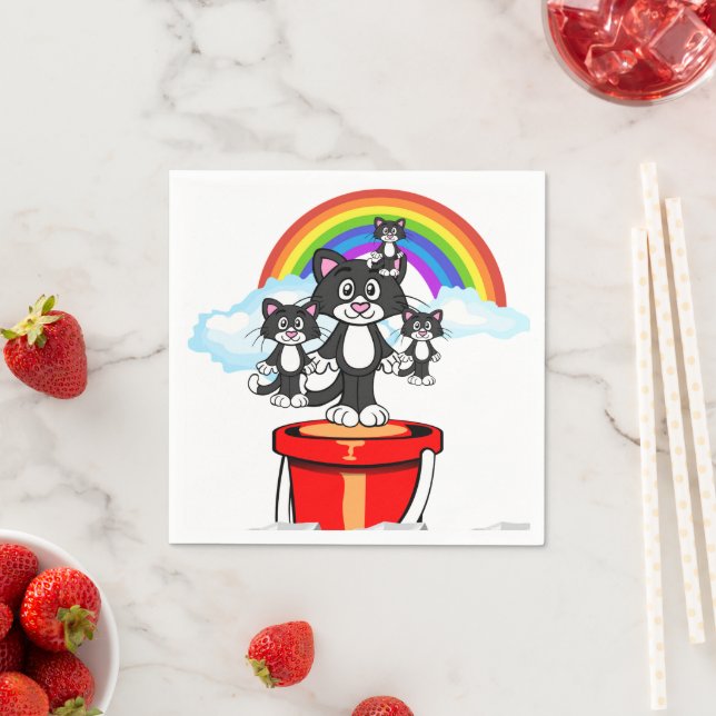 Paper Napkins, Black Cat Rainbow Napkins (Insitu)