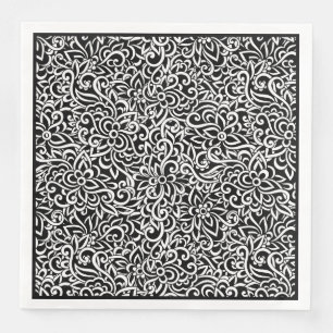 Paper Napkins-Black Damask Floral Dinner Napkins