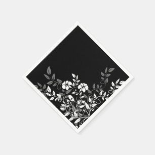 Paper Napkins-Black Floral Napkins