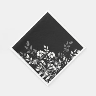 Paper Napkins-Black Floral Napkins