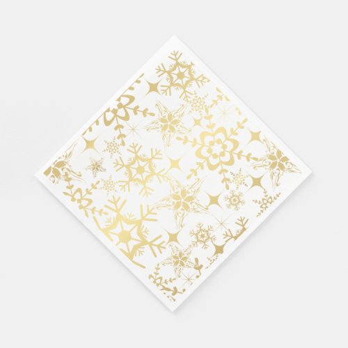 Paper Napkins_Black  Gold Snowflakes Napkins