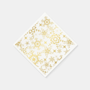 Paper Napkins-Black & Gold Snowflakes Napkins