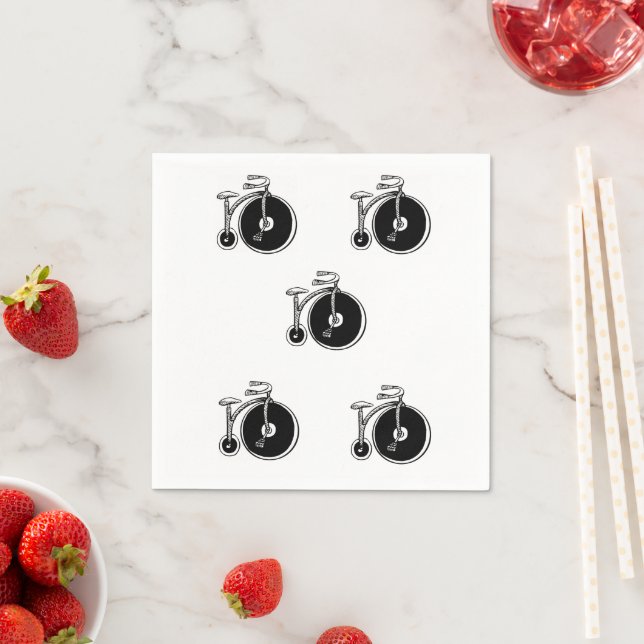 Paper Napkins, Black & White Bicycles Vintage  Napkins (Insitu)