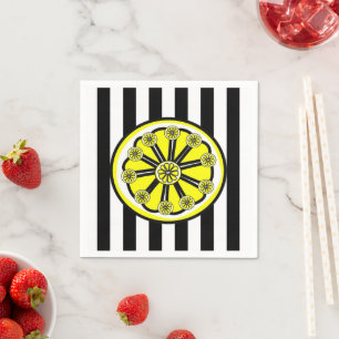 Paper Napkins, Black & White Stripes Lemons Napkins